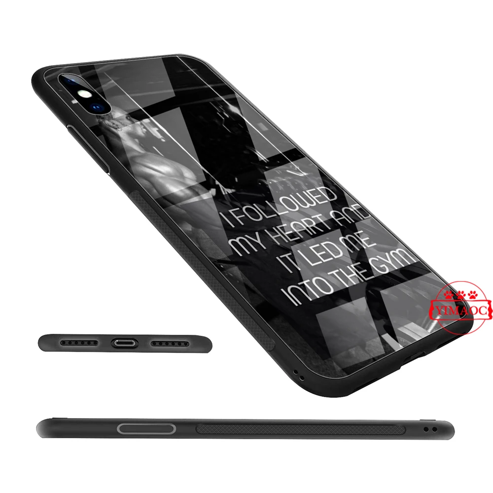 YIMAOC fitness Body Building motivation Glass Case for Xiaomi Redmi 4X 6A note 5 6 7 Pro Mi 8 9 Lite A1 A2 F1 |