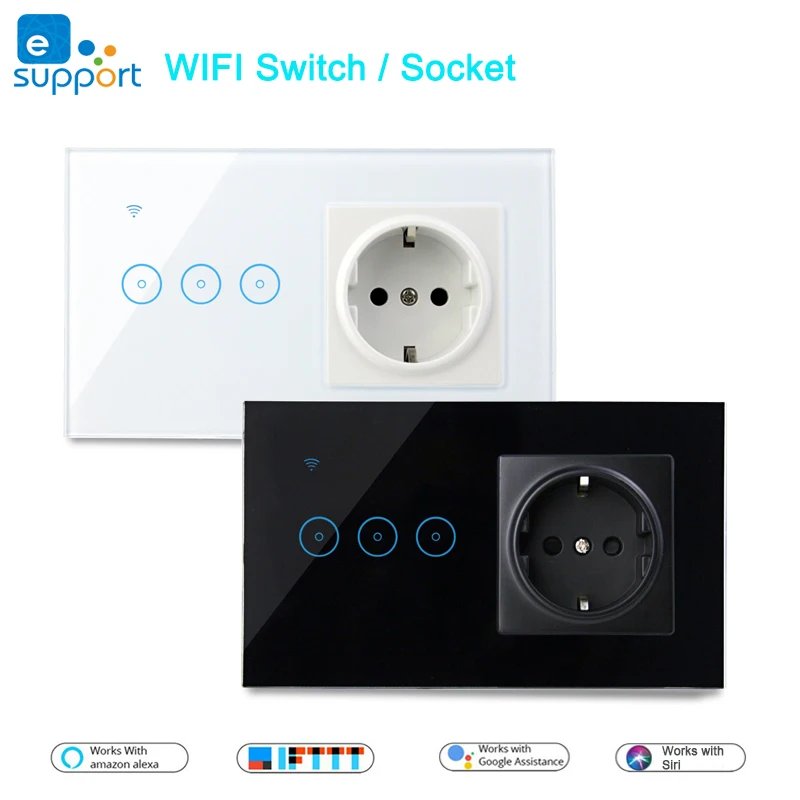 EWelink Wifi смарт-светильник с европейской розеткой 1 2 3 настенный сенсорный