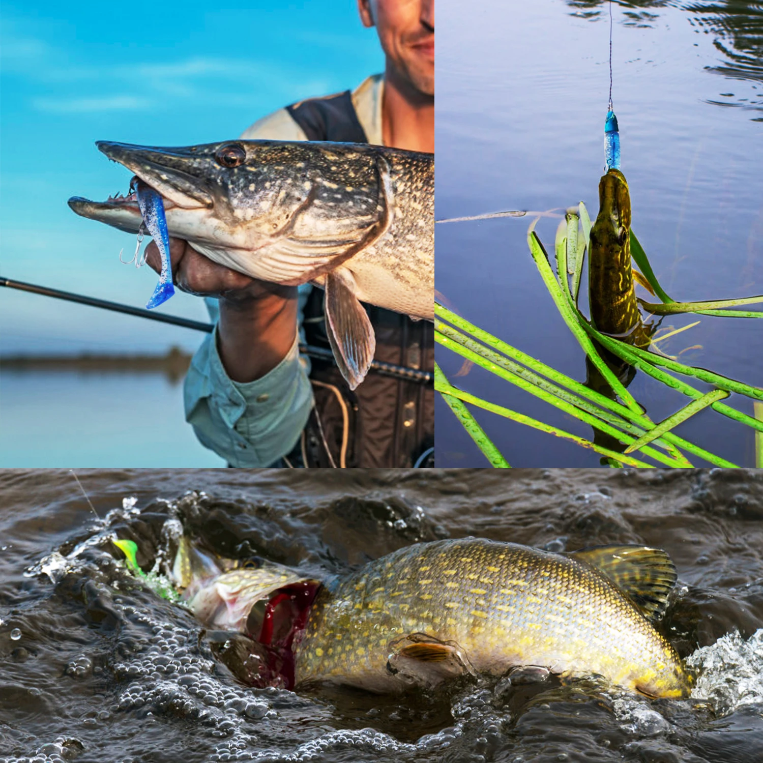 Goture 5pcs Jig Head Soft Fishing Lure Wobbler Silicone Artificial Bait Sea Bass Tackle (1Head + 2 Tail) | Спорт и развлечения