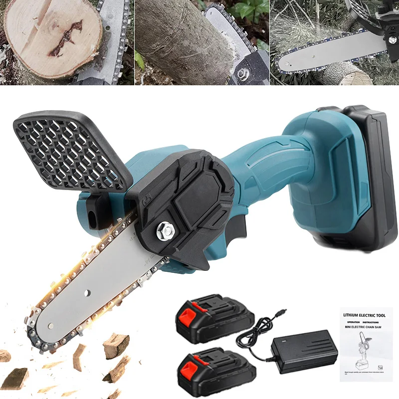 550W 24V Electric Pruning Chain Saw with Lithium Battery Cordless Garden Logging Trimming Saw One-Handed Woodworking Chainsaw