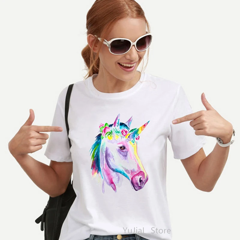 Футболка женская с принтом единорога/Ежика/Овцы/свиньи топ забавными цветами