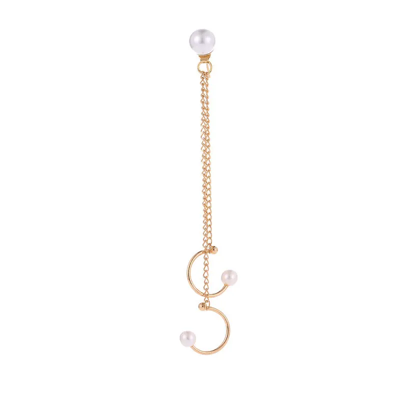 

1PC Korean Trend Fashion Ladies Pearl Ear Clips Creative Long Tassel Chain Single Clip Earrings Ear Bone Nail Female Jewelry