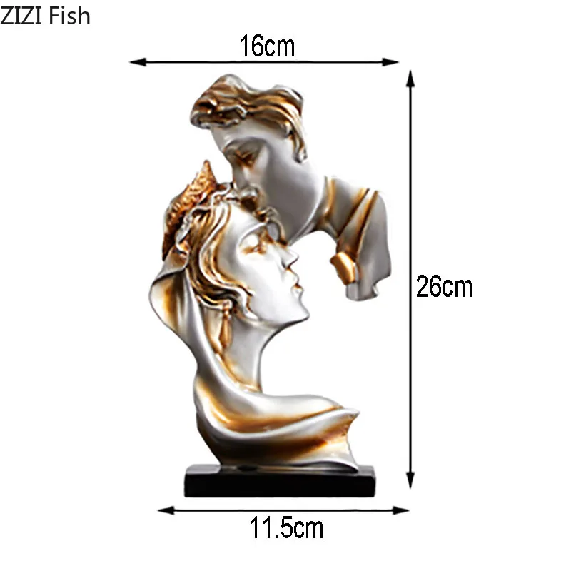 Свадебное украшение на память декоративная статуя поцелуя для пар Ретро портрет