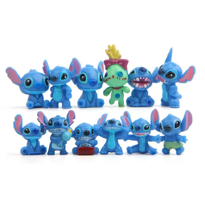 

12Pcs /set Disney Lilo & Stitch 2-4CM Action Figure Figurine Anime Cartoons Decoration Collection Toy Model Kids Birthday Gifts