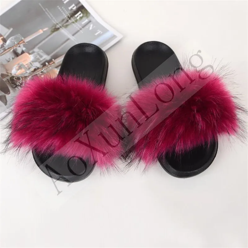 Шлепанцы женские из искусственного меха Плюшевые сандалии с искусственным мехом