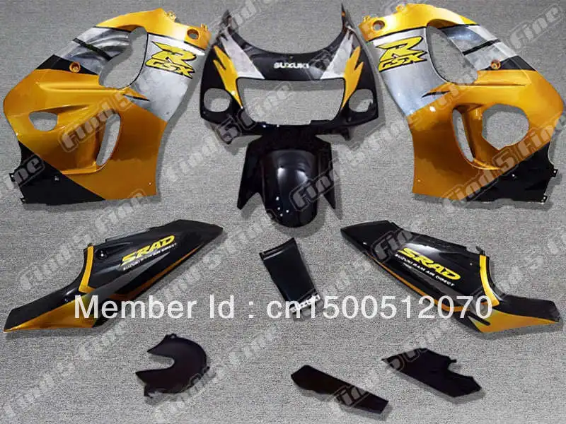 

golden silver black for GSXR600 GSXR750 96 97 98 99 00 GSX-R600 GSX-R750 96-00 GSXR 600 750 1996 1997 1998 1999 2000 fairing kit