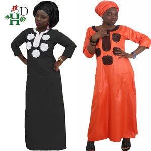 От H  D (размера плюс женская одежда Африканский халат Femme Макси платье с Головные уборы 3XL 4XL вышитое платье традиционное длинное платье 2021