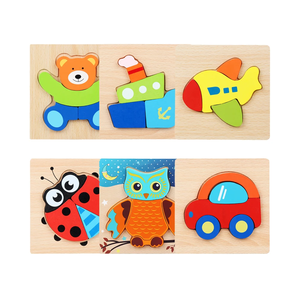 

6PCS Wooden Jigsaw Puzzles Toys Set for Boys and Girls Baby Educational Learning Games Kids Gifts Wooden toys
