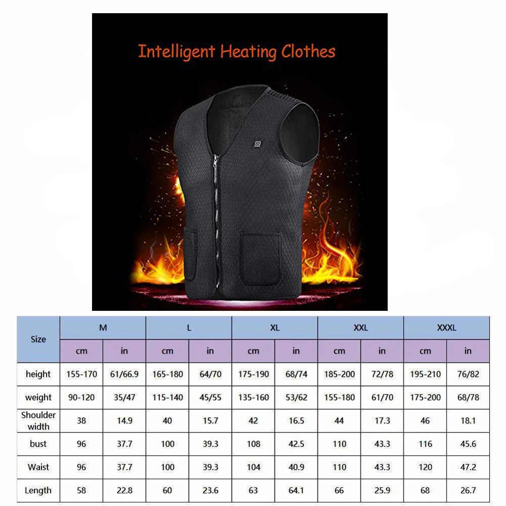 Жилет с подогревом инфракрасный жилет заряжаемый от USB подходит для зимних