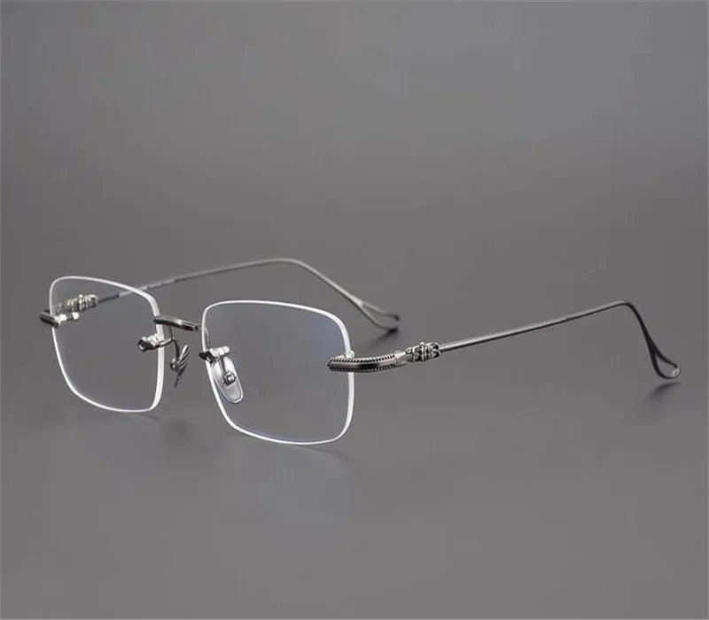 

MONGOTEN Rimless Business Men Design Rimless Optical Eyeglasses Frame Brand Design Clear Lens Goggle Silver Gold Myopia Eyewear