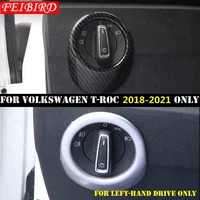 interior for volkswagen t roc t roc 2018 2019 2020 2021 abs matte carbon fiber head lights lamps switch button ring cover trim