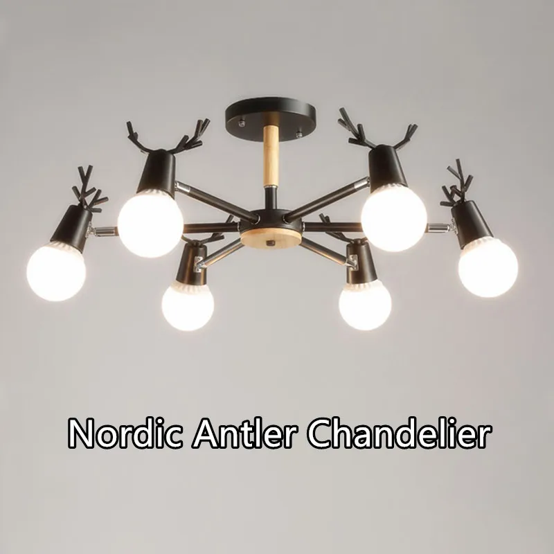 

Nordic Antlers Chandelier For Dining Room Bedroom Suspension Luminaire LED Chandeliers Lighting Fixtures Deer Ceiling Lamp E27