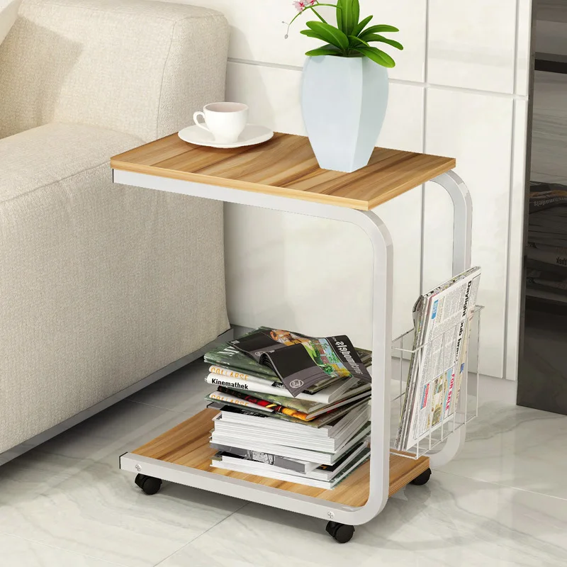 

LK1694 Bedroom Corner Table with 360 Degree Brake Roller Mini Coffee Table Movable Bedside Cabinet Living Room Sofa Cabinet