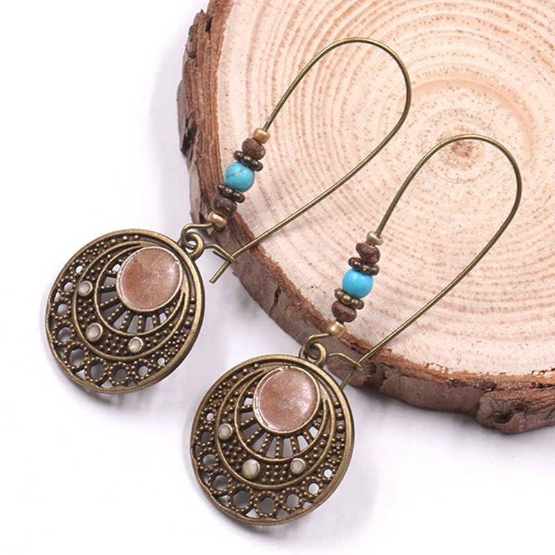 Винтажные бусины серьги-кольца для женщин и девушек этнические богемные