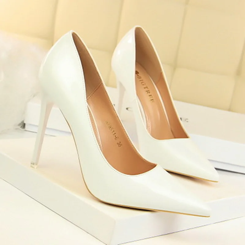 

2021 Women High Heels Fetish 10.5cm Wedding Shoes Lady Pumps Pointed Toe Nude Brown Valentine Heels Scarpins Stiletto Size 34-43