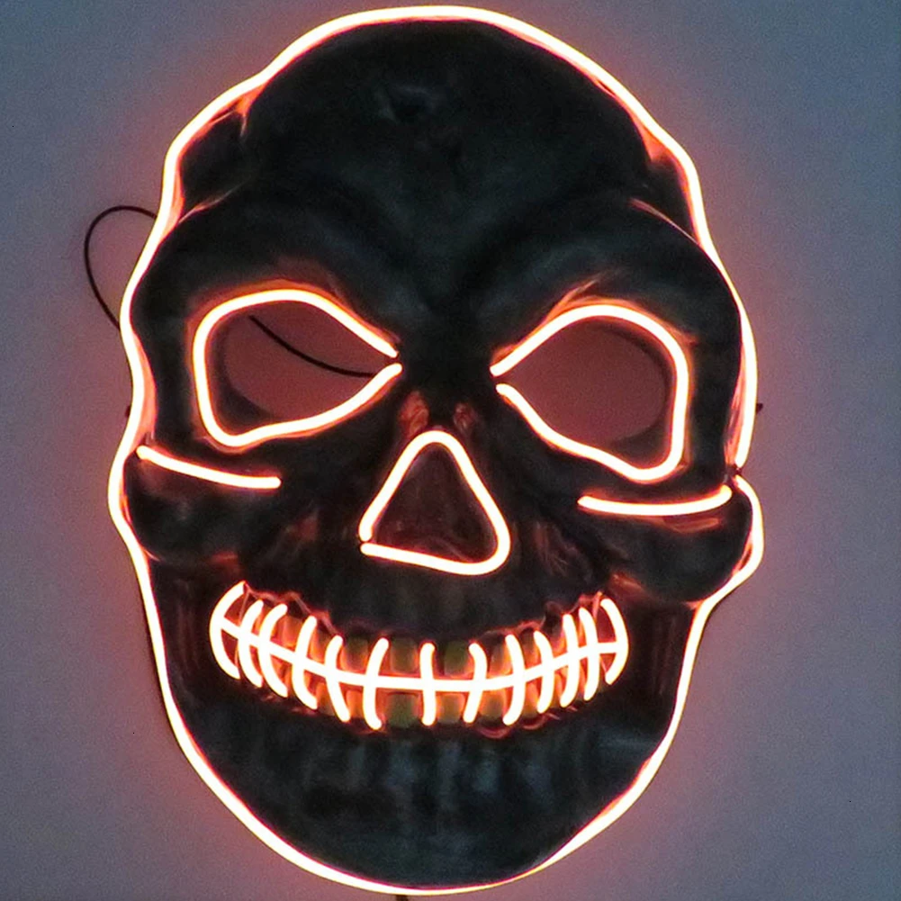 Светящиеся светящиеся светодиодный маски вечеринка Хэллоуин страшная маска EL Wire
