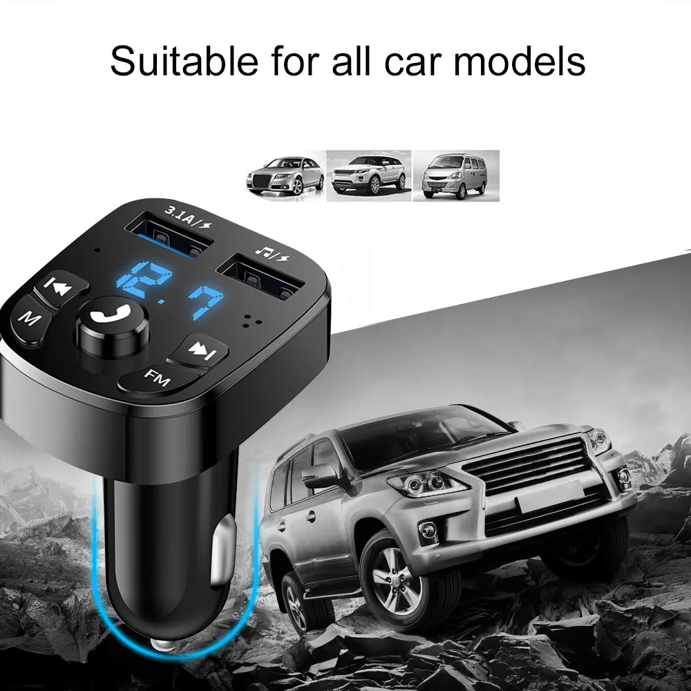 Автомобильный беспроводной Bluetooth FM-передатчик MP3 зарядное устройство двойной