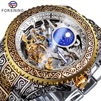forsining mechanical watch men tourbillon automatic wristwatch luxury hollow waterproof new mens fashion watches with moon pash