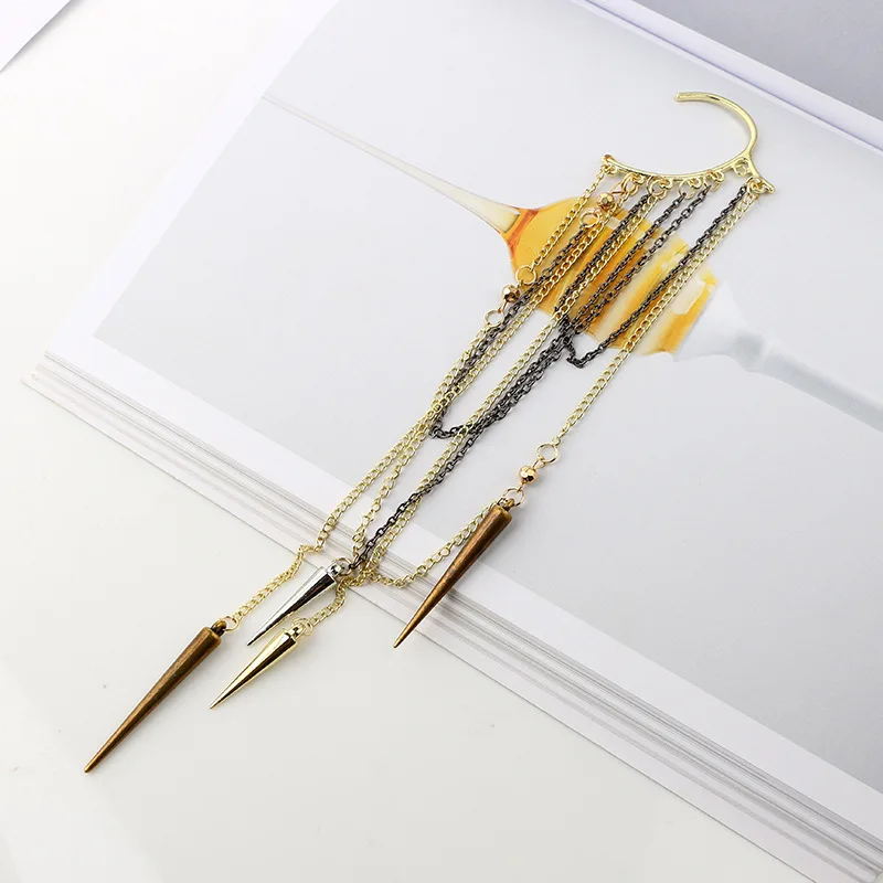 

Earrings Female Non-pierced Temperament Long Fashion Design Sense Of Ancient Style Tassel Punk Willow Studs Cold Wind Earrings