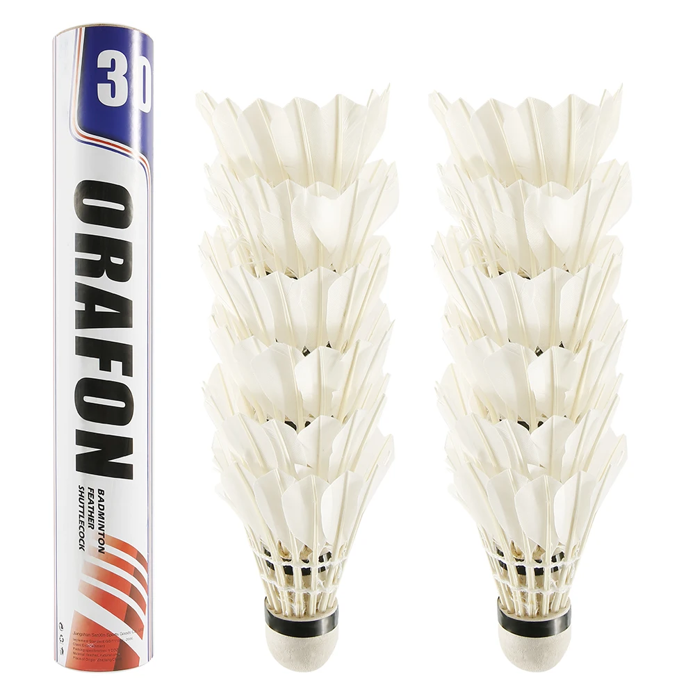 

12Pcs/lot Badminton Shuttlecock White Goose Feather Flying Outdoor Sports Durable Badminton Accessories for Training Exercise