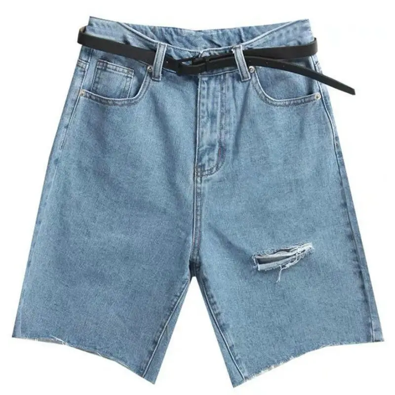 

High waisted shorts, loose fitting jeans, women's summer 2020 new style, showing thin Hong Kong style, wide leg, showing thin