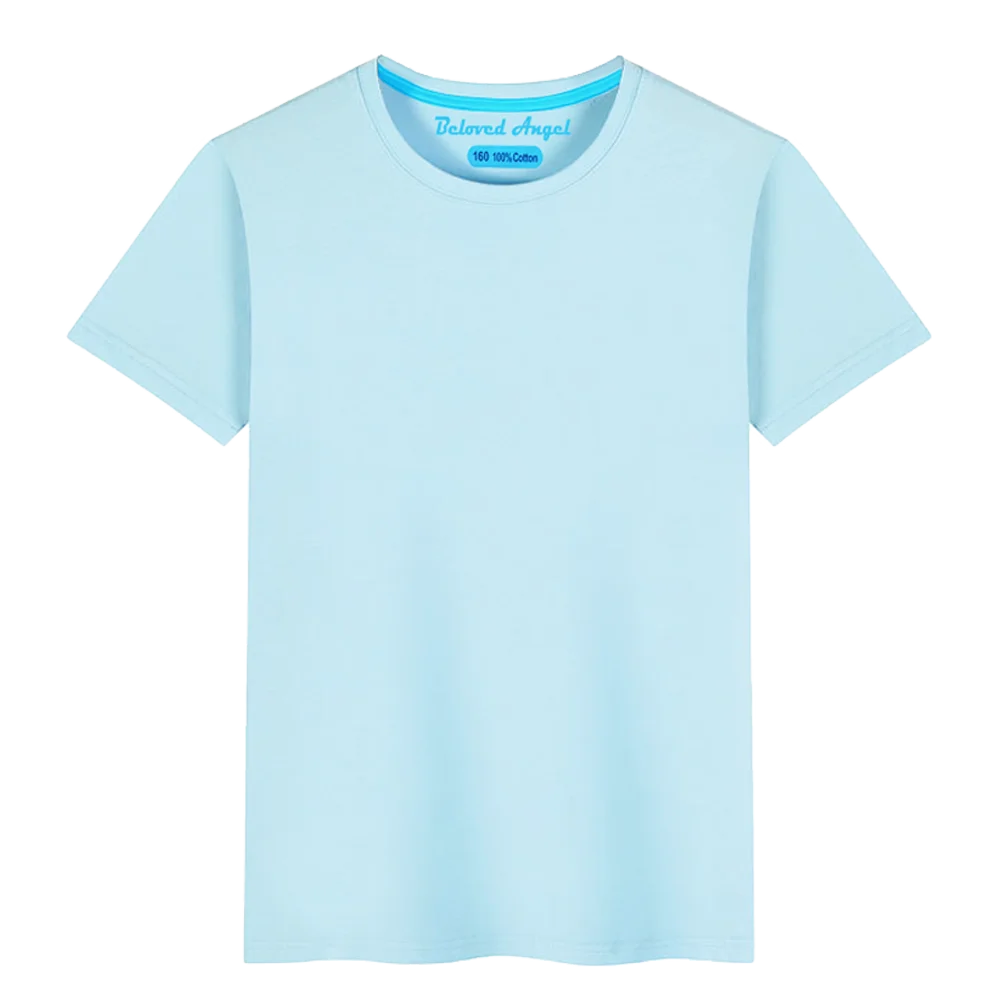 Детская Хлопковая футболка с коротким рукавом и круглым вырезом