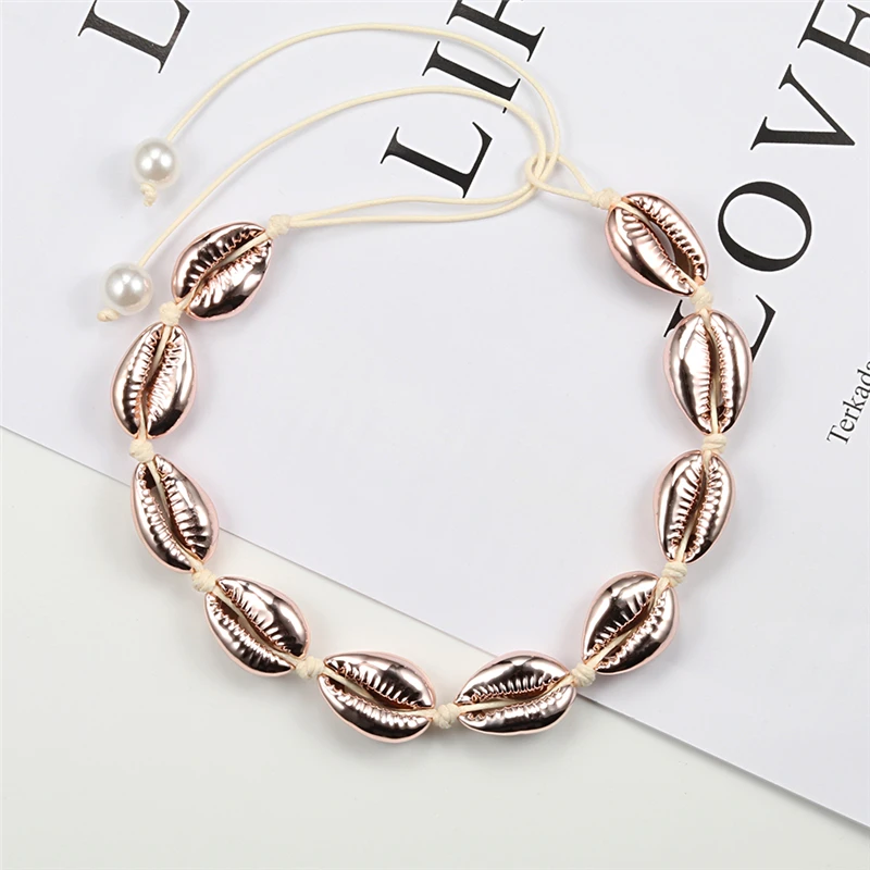 Модное Розовое Золото Морская раковина коври ожерелье богемные натуральные