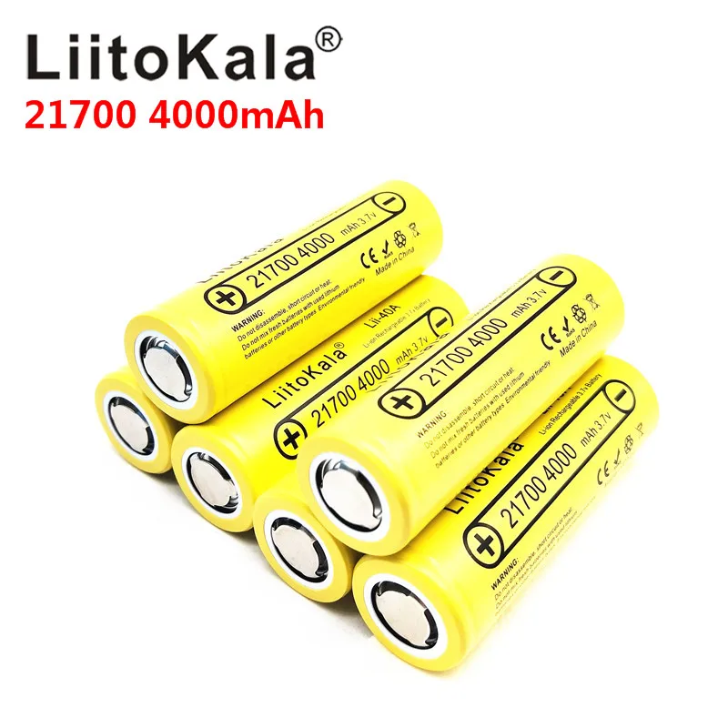 

2023 LiitoKala Lii-40A 21700 4000mAh Li-Ni Battery 3.7V 40A for High discharge Mod / Kit 3.7V 15A power 5C Rate Discharge