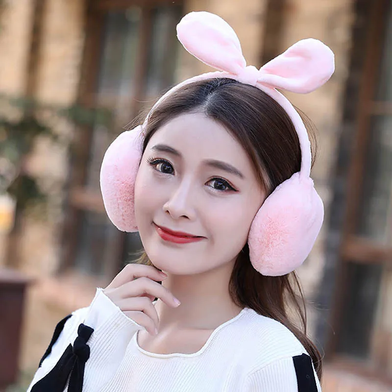 Calymel меховые наушники с кроличьими ушками зимние теплые удобные для женщин