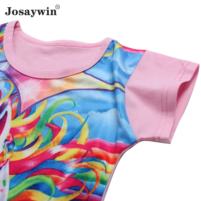 Summer Dress for Girls Print Cartoon Vestidos Kids Dresses for Girls Party Casual Unicorn Dress Baby Children Clothes 2-12 Years