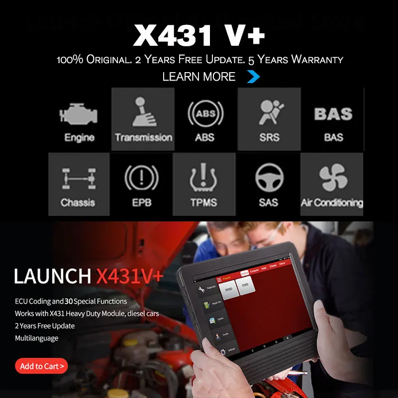 Диагностический сканер Launch X431 V plus диагностический Автомобильный прибор 10 дюймов