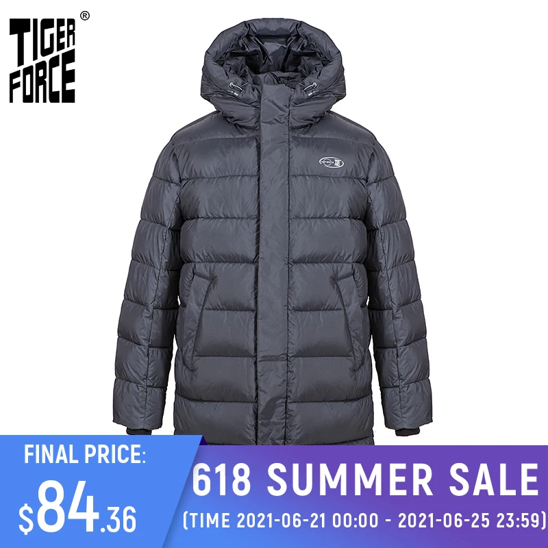 TIGER FORCE 2020 новая зимняя куртка для мужчин длинные черные теплые мужские