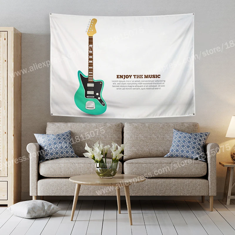 Guitar Poster Hanging Flag Banner Music Rock Reggae Jamaica Home Decoration Wall Art 4 Gromments In Corners 3*5FT 144CM*96CM | Дом и сад