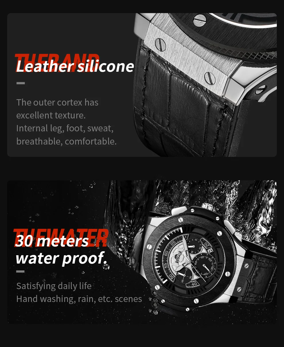 BAOGELA hommes montres hommes horloge de люкс, брендовый кварцевый спортивный montre Rose chronographe mode montre-браслет pour hommes1910