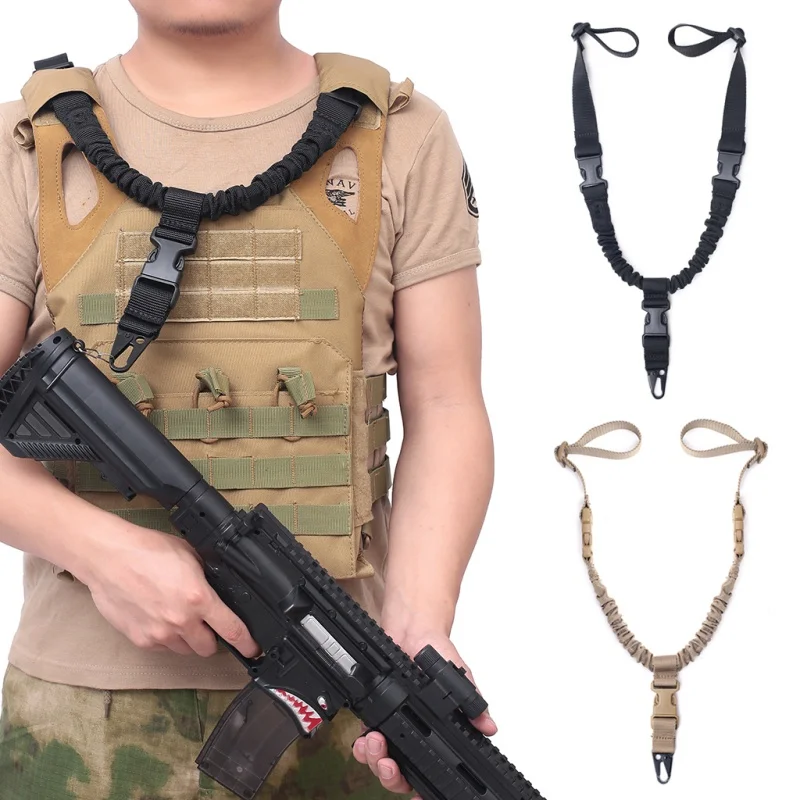 

Single Point Quick Release Bungee Rifle Shoulder Belt Adjustable Military Tactical Gun Sling Hunting Starp Airsoft for M4 AR15
