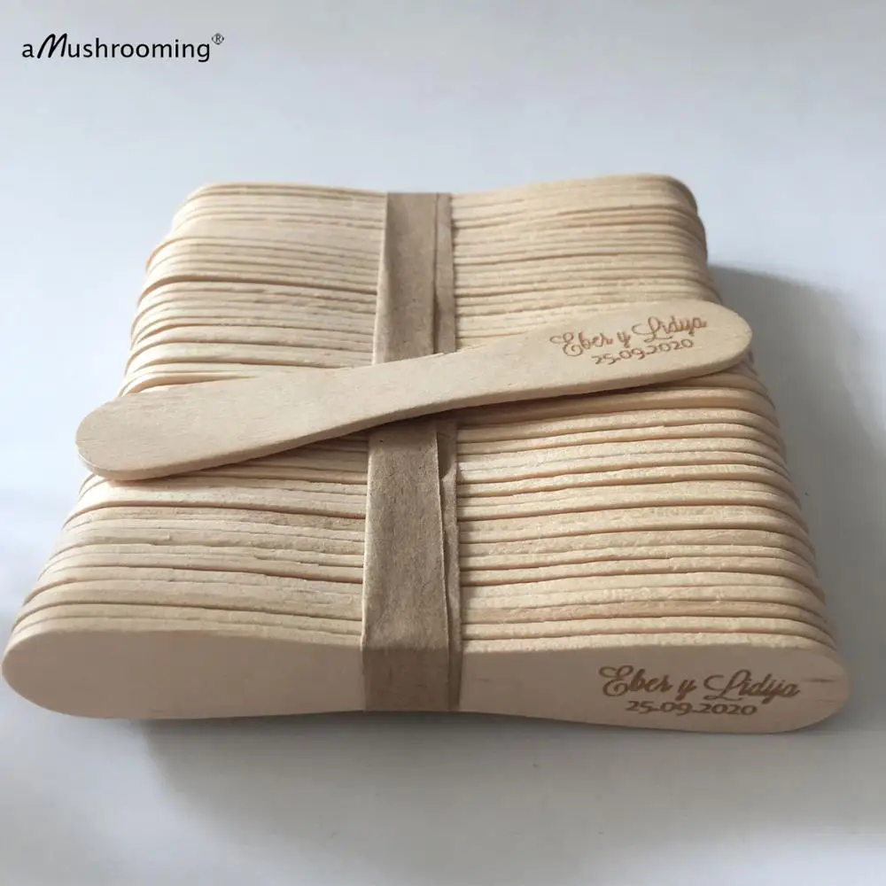 Монограммные стандартные плоские деревянные палочки для леденцов свадьбы дня