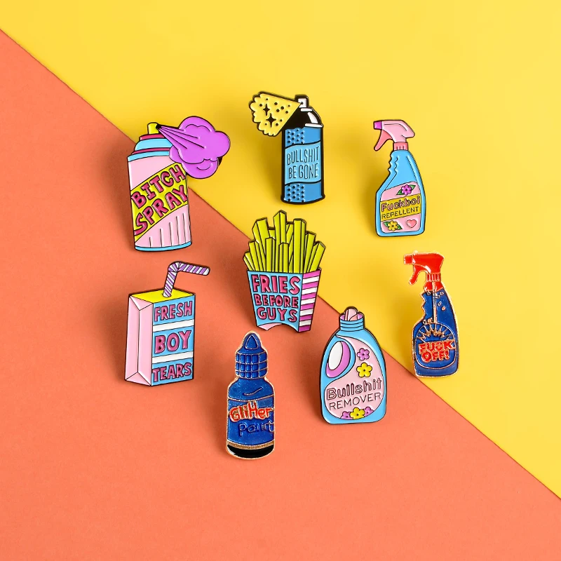 Женская эмалированная брошь в форме бутылки с моющим средством|Броши| |