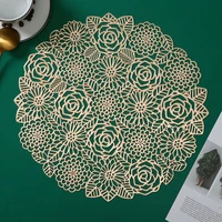 hollow rose flower pvc placemat nordic style non slip kitchen placemat coaster insulation pad dish coffee table mat home hotel