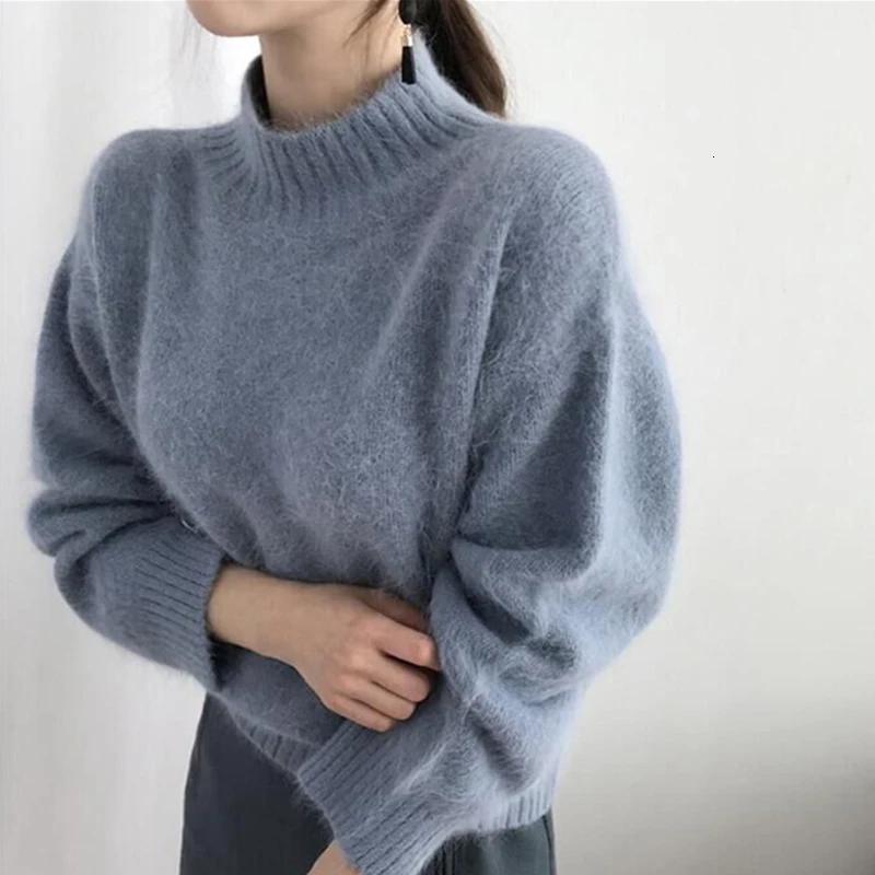 SHENGPALAE шикарный стильный пуловер с высоким голенищем свободный мохеровый