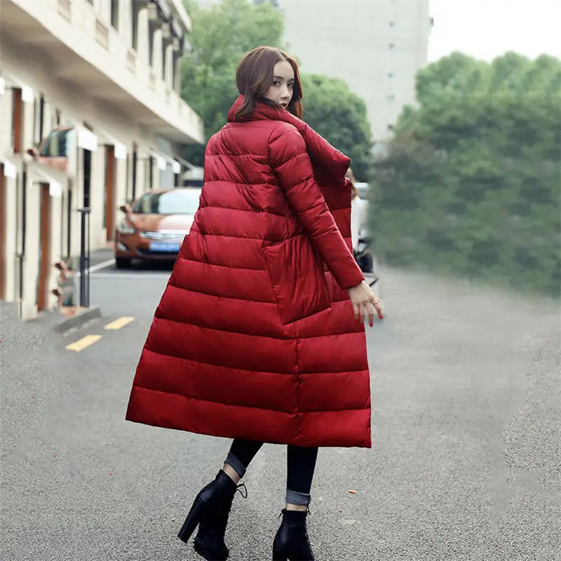 Однотонная новая зимняя куртка Длинные парки Женская теплая хлопковая одежда 2019