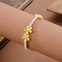 womens summer 925 sterling silver bracelet simple design yellow flower 5a zircons top quality bracelets for women wedding party
