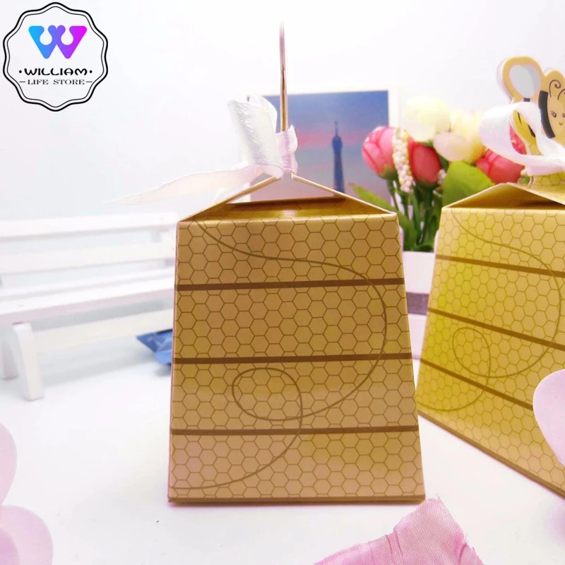 12 шт./лот Милая бумажная коробка для конфет с мультяшными пчелами и медом будущей