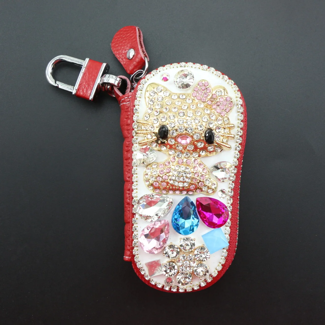 Модный Блестящий Кристалл Стразы брелок Hello Kitty флакон духов Автомобильный ключ сумка высокого класса Дамский Кожаный Автомобильный брелок кошелек