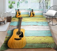 hot style soft bedding set 3d digital guitar printing 23pcs duvet cover set with zipper single twin double full queen king