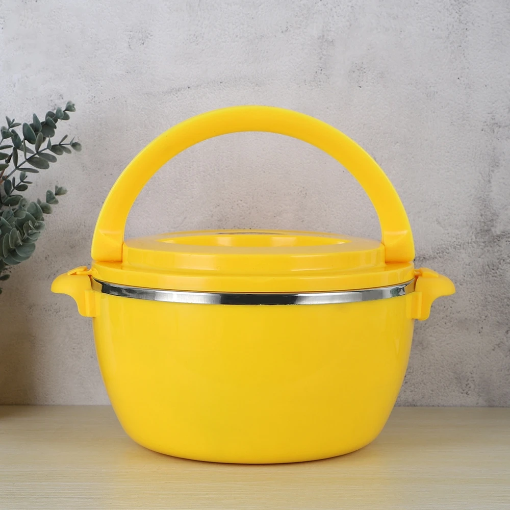 Stainless steel 5.4L large capacity yellow heat preservation lunch box double layer heat preservation
