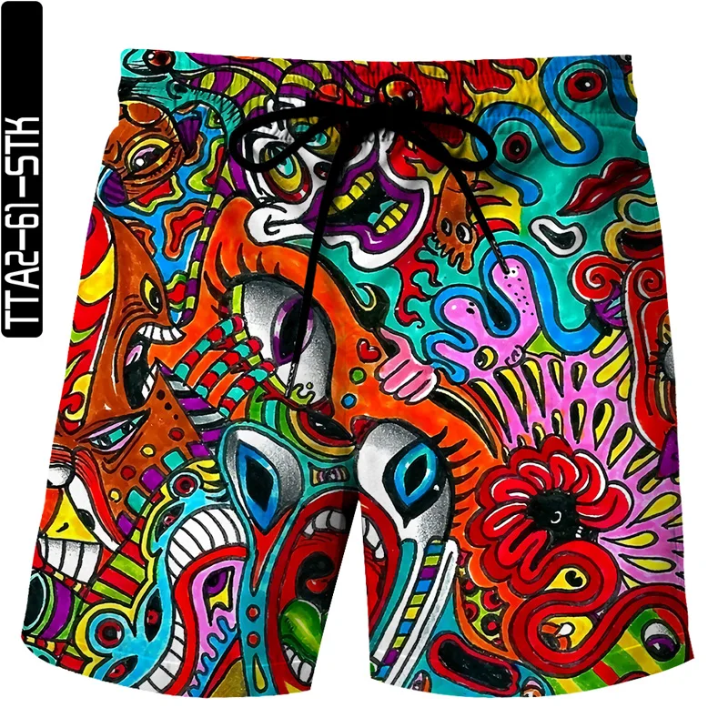

2021 new summer 3D digital printing shorts high quality beach pants paint elements popular new trends hip-hop style printing