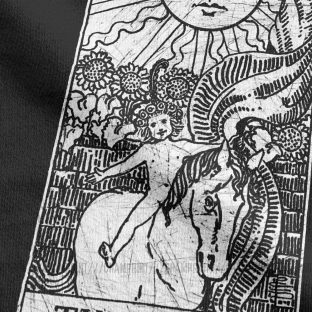 Мужская футболка с короткими рукавами The Sun Tarot Card Major Arcana из 100% хлопка надписью