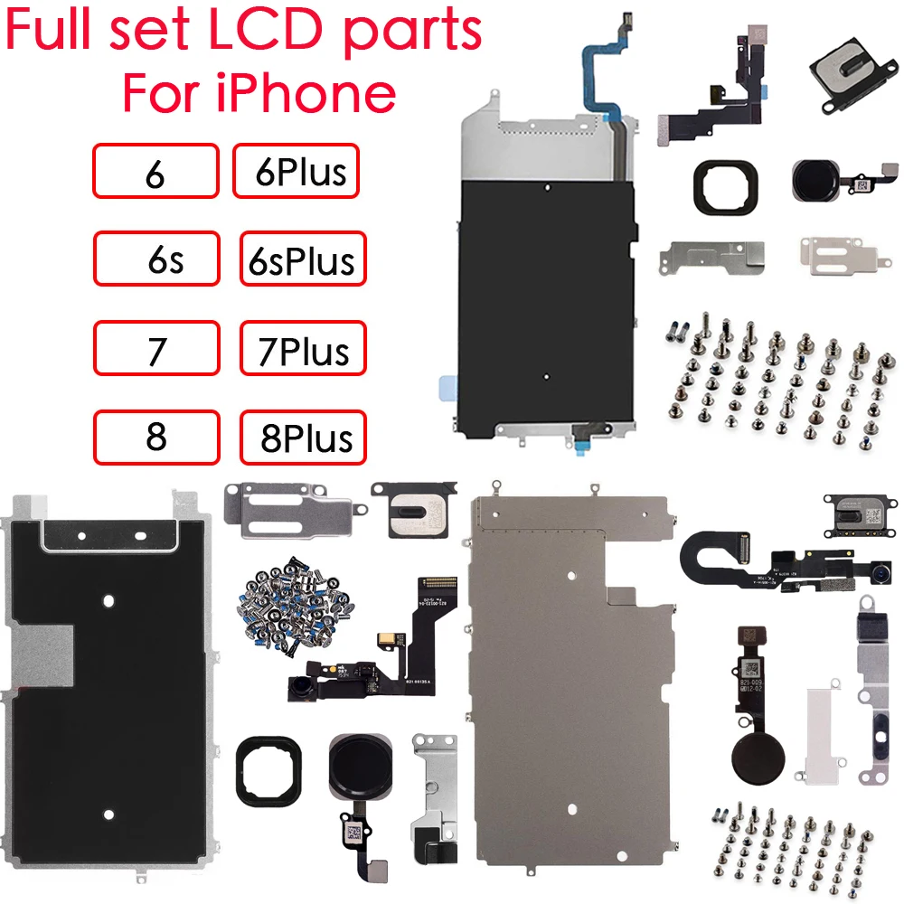 Для iPhone 6 6P 6S 6SP 7 7P 8 Plu. Полный экран LCD металлический кронштейн Передняя камера