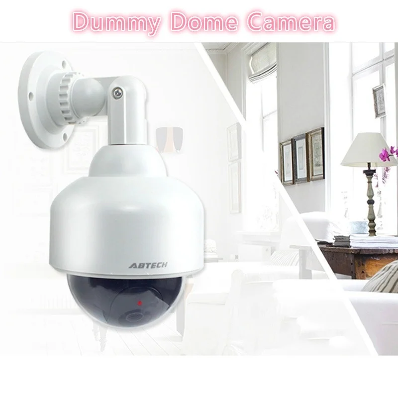 

Водонепроницаемая поддельная камера видеонаблюдения, Муляж купольной камеры с мигающим красным светодиодом, питание от батареек AA