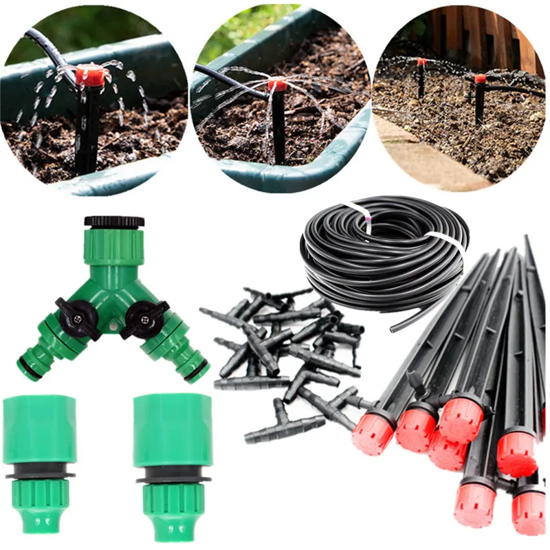 

20/30/40/50m Adjustable Dripper On Stake Plant Self Automatic Watering Kits Garden Hose Kits Garden Irrigation Fittings